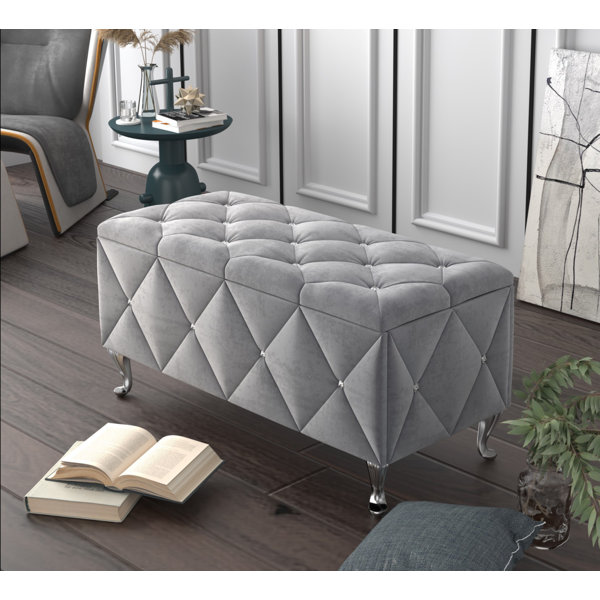 Inch Storage Bench, Velvet Upholstered Flip Top Bed End Bench Chair